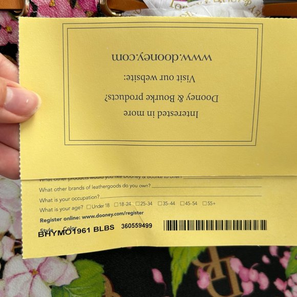 Dooney & Bourke Hydrangea Monogram Collection Drawstring Bag Black - Picture 11 of 16